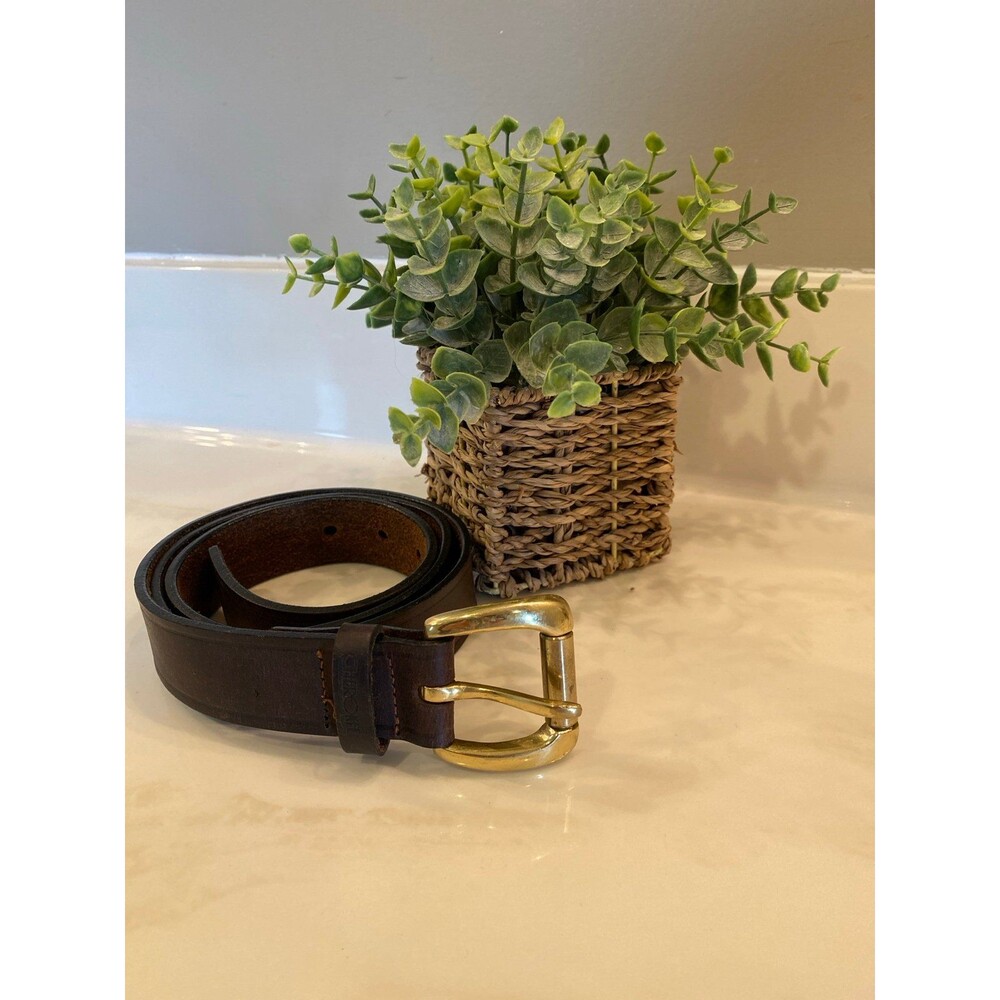 Cherokee Men’s Leather Belt Gold Buckle Dk Brown Buckle 1 “ Leather Belt 41”.